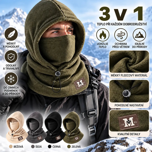 ☃️ Fleecová kukla s kapucí 3 v 1 – ideální volba pro outdoorové aktivity, cyklistiku a zimní cestování.