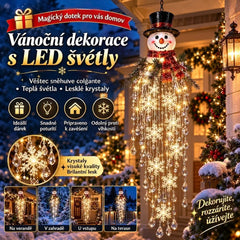 🔥 DNES SLEVA 50 % 🎅 Vánoční závěsná LED lampa se sněhovou vločkou a křišťálem | Kouzelná záře na verandu ✨