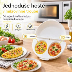 🔥1 ks za 480 českých korun🍳 Dokonalá snídaně hotová za pár minut! Forma na vaječné rolky do mikrovlnné trouby 🥚 | 2 oddíly · nepřilnavý povrch v potravinářské kvalitě · odnímatelné panty pro snadné čištění · rychlá příprava bez oleje