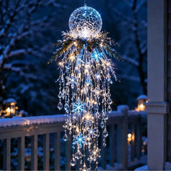 🔥 DNES SLEVA 50 % 🎅 Vánoční závěsná LED lampa se sněhovou vločkou a křišťálem | Kouzelná záře na verandu ✨